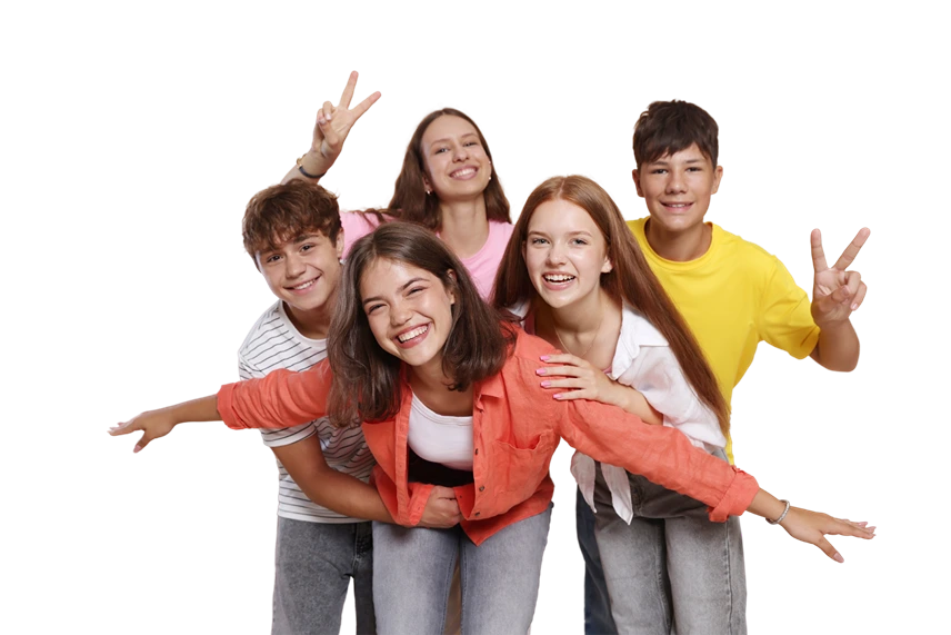 grupo adolescentes felizes